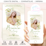 Convite 15 Anos  Digital com Foto Crisântemo - Imagem 2