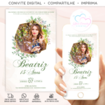 Convite 15 Anos Digital com Foto Flores da Primavera - Imagem 2
