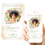 Convite 15 Anos com Foto Digital Floral Rosas