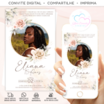 Convite 15 Anos Digital com Foto Vintage Aquarela - Imagem 2