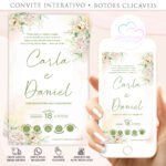 Convite Casamento Interativo Crisantemo Aquarela - Imagem 2