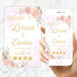 Convite Casamento Interativo Rosa Rose Elegante