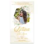 Convite 15 Anos com Foto Digital Flores Brancas - Imagem 3